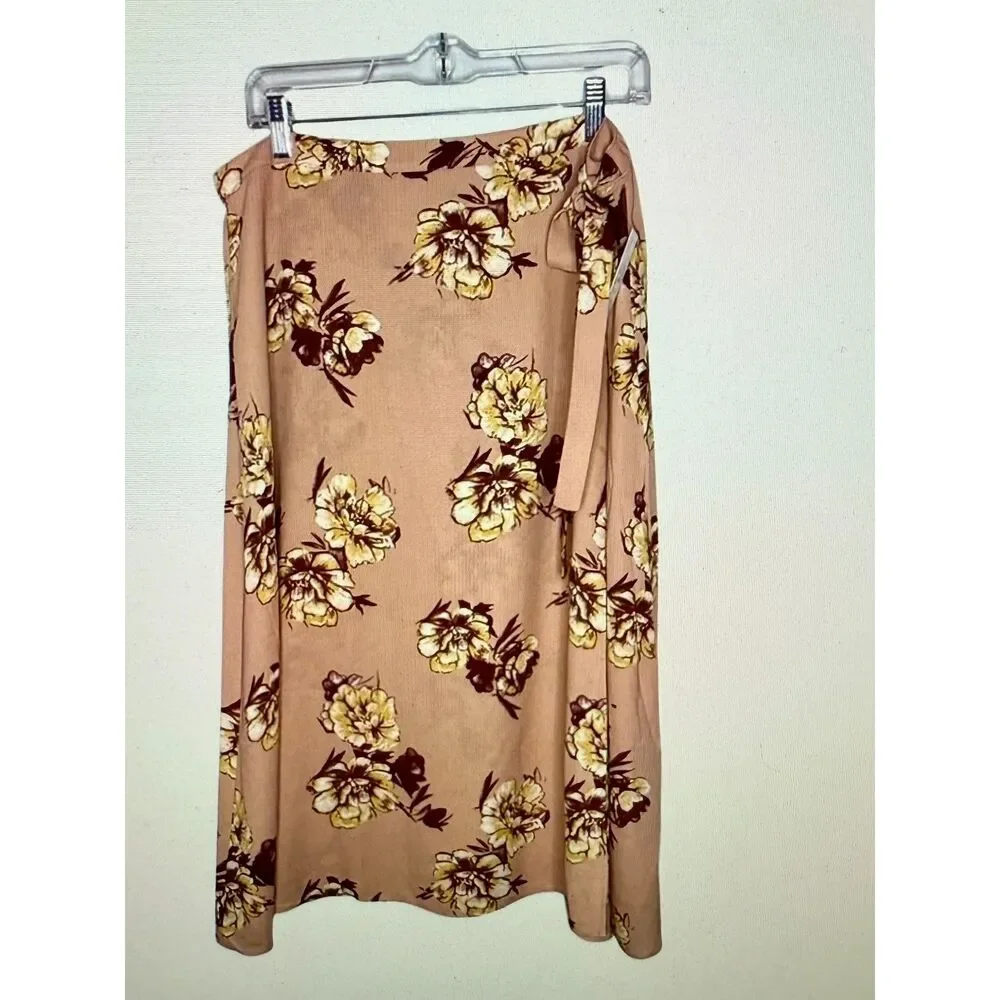 NWT Abound Maxi Floral Print Wrap Skirt LARGE !